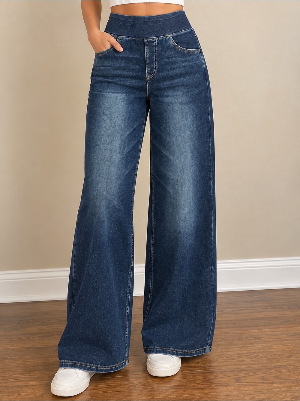 Halara Wide Leg Pull-On Denim Pants